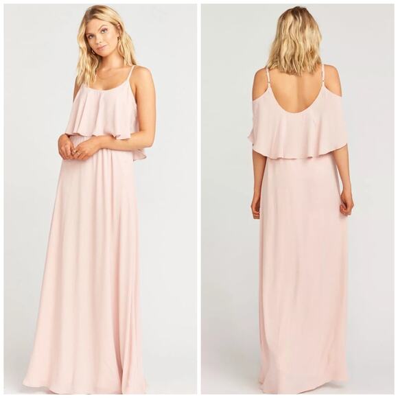 Show Me Your Mumu Womens Caitlin Ruffle Maxi Dress Size XS Dusty Blush Wedding - Picture 1 of 13